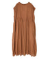 NMDS26513D 80s ORGANIC VOILE STRIPE (OVERDYE) CREW-NECK F/SL DRESS WITH PINTUCK