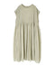 NMDS26513D 80s ORGANIC VOILE STRIPE (OVERDYE) CREW-NECK F/SL DRESS WITH PINTUCK