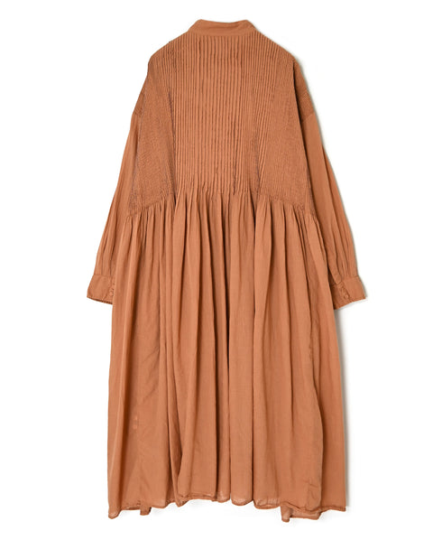 NMDS26514D 80s ORGANIC VOILE STRIPE (OVERDYE) BANDED SHIRT DRESS WITH MINI PINTUCK