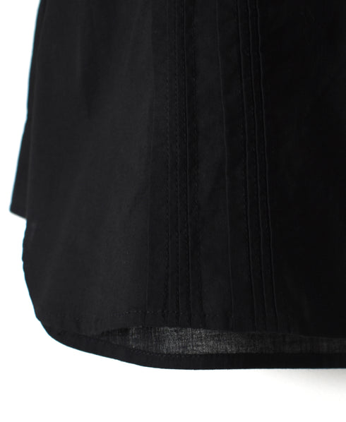 NMDS26521 60s ORGANIC CAMBRIC WITH EMB BANDED COLLAR PINTUCK & EMB SHIRT