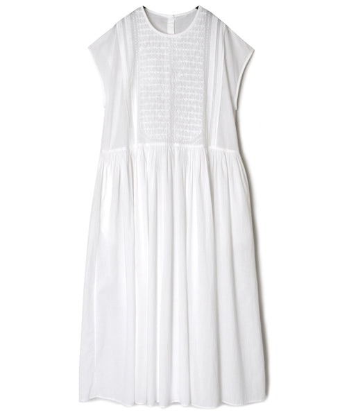 NMDS26523 60s ORGANIC CAMBRIC WITH EMB FRENCH/SL BACK OPENING DRESS