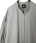 NMDS26531 60s ORGANIC POPLIN PLAIN BANDED COLLAR GATHERED SLEEVE SHIRT