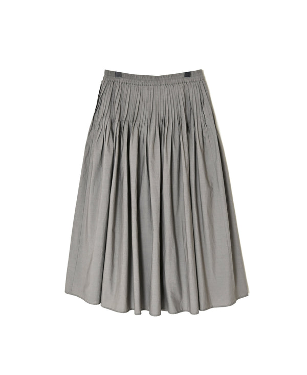 NMDS26535 60s ORGANIC POPLIN PLAIN PINTUCK FLARED SKIRT