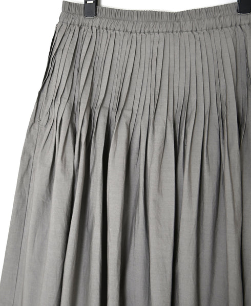 NMDS26535 60s ORGANIC POPLIN PLAIN PINTUCK FLARED SKIRT