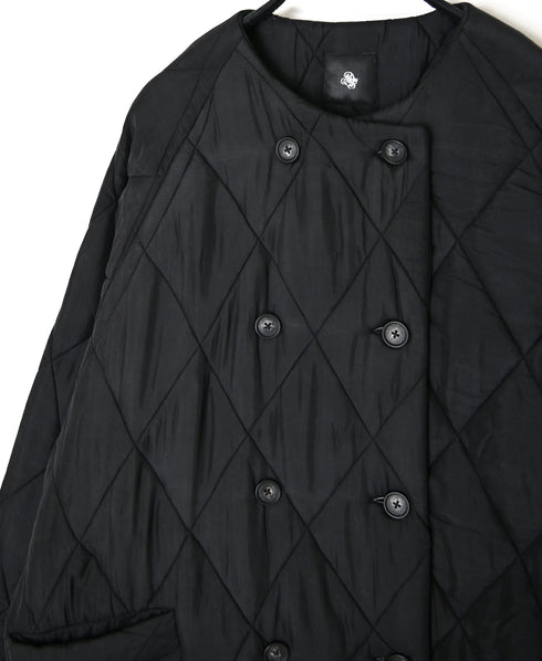 NMDS26552 BANGALORE SILK PLAIN PADDED NO COLLAR DOUBLE COAT