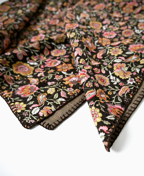 NMDS26566 BANGALORE SILK FLOWER PRINT STITCHED SCARF