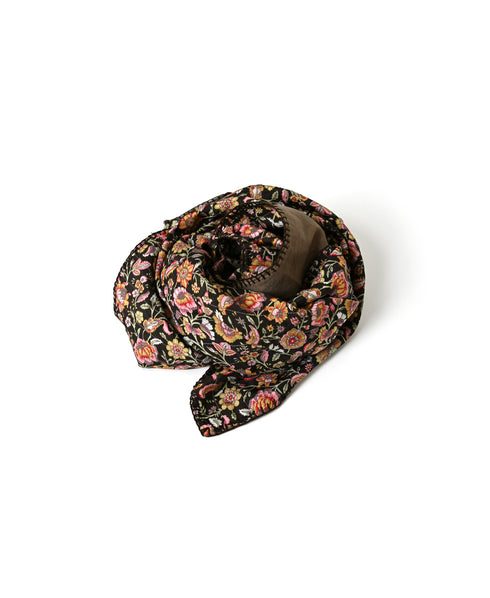 NMDS26566 BANGALORE SILK FLOWER PRINT STITCHED SCARF