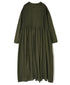 NMDS26604D ORGANIC MICRO CHECK&VOILE PLAIN PATCHWORK OVERDYE CREW-NECK BUTTON SHIRT MAXI DRESS WITH PINTUCK