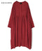 NMDS26604D ORGANIC MICRO CHECK&VOILE PLAIN PATCHWORK OVERDYE CREW-NECK BUTTON SHIRT MAXI DRESS WITH PINTUCK
