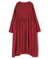 NMDS26604D ORGANIC MICRO CHECK&VOILE PLAIN PATCHWORK OVERDYE CREW-NECK BUTTON SHIRT MAXI DRESS WITH PINTUCK
