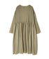 NMDS26604D ORGANIC MICRO CHECK&VOILE PLAIN PATCHWORK OVERDYE CREW-NECK BUTTON SHIRT MAXI DRESS WITH PINTUCK
