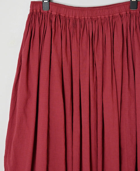 NMDS26605D ORGANIC MICRO CHECK&VOILE PLAIN PATCHWORK OVERDYE RAJASTHAN GATHERED SKIRT