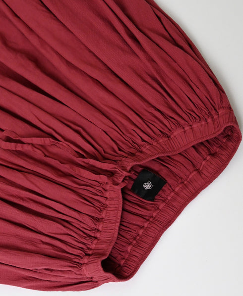 NMDS26605D ORGANIC MICRO CHECK&VOILE PLAIN PATCHWORK OVERDYE RAJASTHAN GATHERED SKIRT