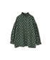 NMDS26611 80s ORGANIC SMALL CHECK MEDIUM FLOWER BLOCK PRINT FRILL COLLAR SHIRT WITH MINI PINTUCK