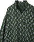NMDS26611 80s ORGANIC SMALL CHECK MEDIUM FLOWER BLOCK PRINT FRILL COLLAR SHIRT WITH MINI PINTUCK