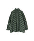 NMDS26611 80s ORGANIC SMALL CHECK MEDIUM FLOWER BLOCK PRINT FRILL COLLAR SHIRT WITH MINI PINTUCK