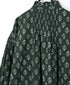 NMDS26611 80s ORGANIC SMALL CHECK MEDIUM FLOWER BLOCK PRINT FRILL COLLAR SHIRT WITH MINI PINTUCK