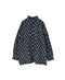 NMDS26611 80s ORGANIC SMALL CHECK MEDIUM FLOWER BLOCK PRINT FRILL COLLAR SHIRT WITH MINI PINTUCK