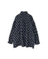 NMDS26611 80s ORGANIC SMALL CHECK MEDIUM FLOWER BLOCK PRINT FRILL COLLAR SHIRT WITH MINI PINTUCK
