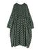 NMDS26613 80s ORGANIC SMALL CHECK MEDIUM FLOWER BLOCK PRINT CREW-NECK P/O SHIRT DRESS WITH PINTUCK