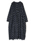 NMDS26613 80s ORGANIC SMALL CHECK MEDIUM FLOWER BLOCK PRINT CREW-NECK P/O SHIRT DRESS WITH PINTUCK