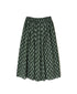NMDS26615 80s ORGANIC SMALL CHECK MEDIUM FLOWER BLOCK PRINT GATHERED SKIRT WITH LINING