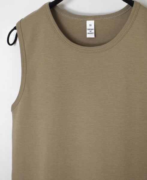 NMF1801 COTTON PEIGNE CREW-NECK SLEEVELESS