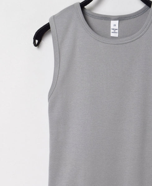 NMF1801 COTTON PEIGNE CREW-NECK SLEEVELESS