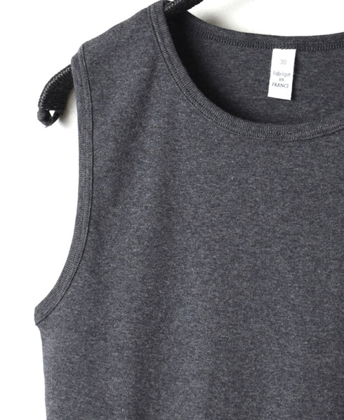 NMF1801 COTTON PEIGNE CREW-NECK SLEEVELESS