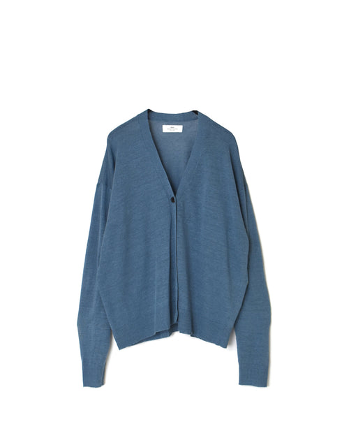 NNSL26001 12GG 1PLY LINEN/COTTON V-NECK 1BUTTON CARDIGAN