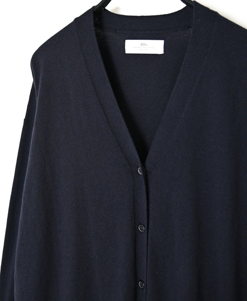 NNSL26503 14GG PLAIN STITCH COTTON/NYLON/SILK V-NECK CARDIGAN
