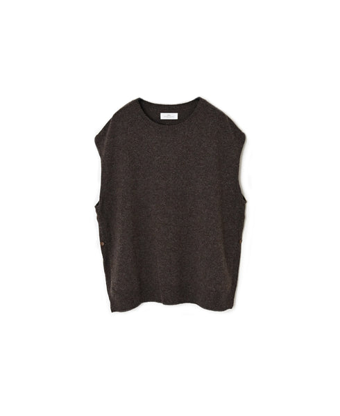 NNSL26512 7GG PLAIN STITCH NYLON/COTTON/WOOL CREW-NECK VEST WITH SIDE BUTTON