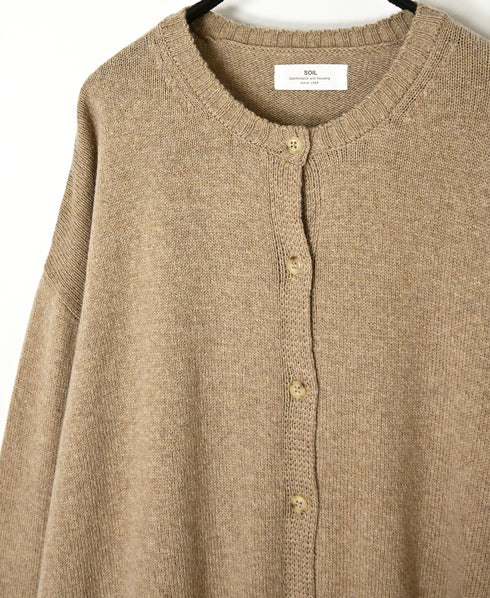 NNSL26513 7GG PLAIN STITCH NYLON/COTTON/WOOL CREW-NECK CARDIGAN