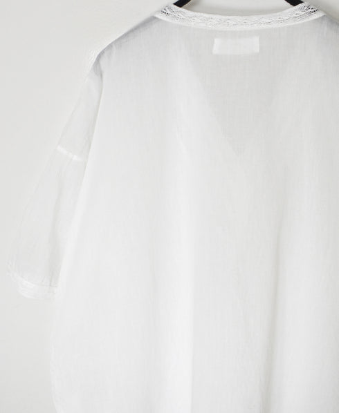 NSL24032 80s COTTON VOILE LACE V-NECK LACE S/SL PULLOVER