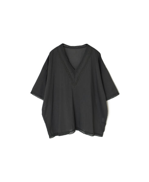 NSL24032 80s COTTON VOILE LACE V-NECK LACE S/SL PULLOVER