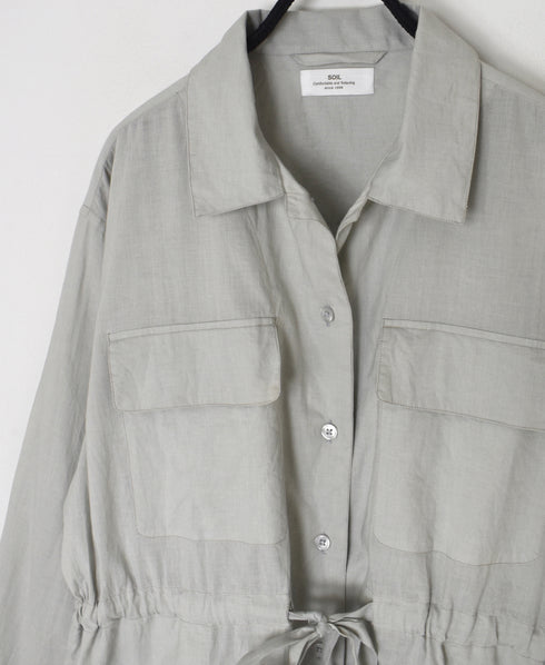 NSL26001 60s CAMBRIC PLAIN REGULAR COLLAR FLAP POCKET SHIRTS