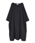 NSL26003 60s CAMBRIC PLAIN CREW-NECK BACK SIDE GATHERED DRESS WITH LINING