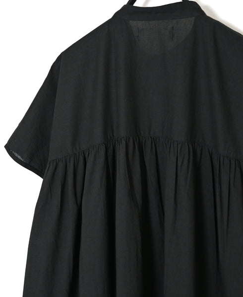 NSL26007 60s CAMBRIC PLAIN BANDED COLLAR FRENCH/SL DRESS