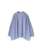 NSL26011 80s COTTON VOILE STRIPE BANDED COLLAR GATHER SHIRT
