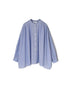 NSL26011 80s COTTON VOILE STRIPE BANDED COLLAR GATHER SHIRT