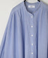 NSL26011 80s COTTON VOILE STRIPE BANDED COLLAR GATHER SHIRT