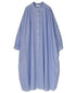 NSL26014 80s COTTON VOILE STRIPE BANDED COLLAR GATHER SHIRT DRESS