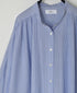NSL26014 80s COTTON VOILE STRIPE BANDED COLLAR GATHER SHIRT DRESS