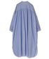 NSL26014 80s COTTON VOILE STRIPE BANDED COLLAR GATHER SHIRT DRESS