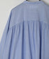 NSL26014 80s COTTON VOILE STRIPE BANDED COLLAR GATHER SHIRT DRESS