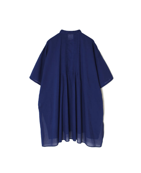 NSL26023 80s COTTON VOILE PLAIN BANDED COLLAR S/SL PINTUCK SHIRT