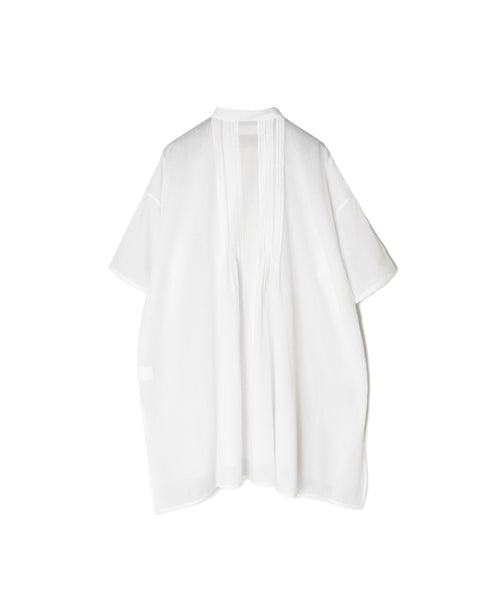 NSL26023 80s COTTON VOILE PLAIN BANDED COLLAR S/SL PINTUCK SHIRT