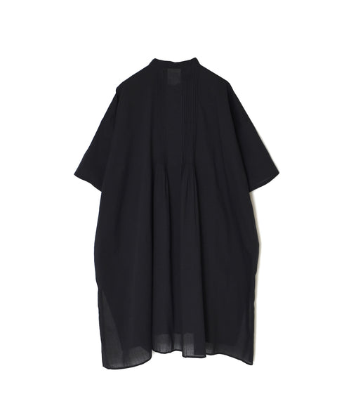 NSL26023 80s COTTON VOILE PLAIN BANDED COLLAR S/SL PINTUCK SHIRT