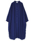 NSL26024 80s COTTON VOILE PLAIN BANDED COLLAR GATHERED SHIRT DRESS
