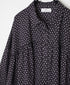 NSL26031 COTTON SLUB SMALL FLOWER PRINT REGULAR COLLAR GATHERED SHIRT SMOCK
